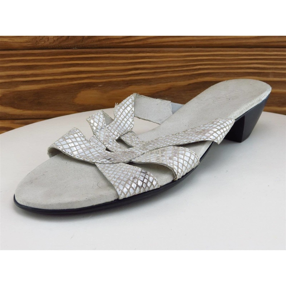 Munro Size 7 Sandal Slide Silver Leather‎ Women N